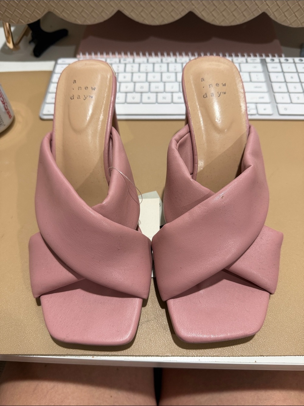 a new day Blush Pink Crisscross Slide Mules